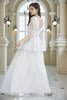 Load image into Gallery viewer, White A-Line V Neck Lace Bell Sleeves Long Wedding Party Dress