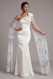 Mermaid One Shoulder Sky Blue Satin Mother Of the Bride Dress with Bow