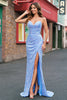 Load image into Gallery viewer, Sparkly Light Blue Mermaid Sequins Prom Dress with Slit