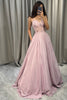 Load image into Gallery viewer, Blush A Line Sparkly Corset Prom Dress with Appliques