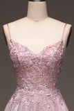Blush A Line Sparkly Corset Prom Dress with Appliques