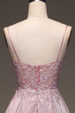 Blush A Line Sparkly Corset Prom Dress with Appliques
