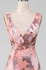 Load image into Gallery viewer, Blush Sparkly Sequin Mermaid Long Prom Dress With Slit