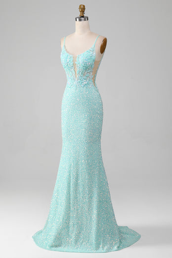 Sequins Sparkly Mermaid Prom Dress with Slit