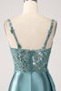 Load image into Gallery viewer, Mermaid Sparkly Champagne Watteau Train Corset Sequins Satin Prom Dress with Slit