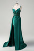 Load image into Gallery viewer, Champagne Mermaid Watteau Train Corset Sequins Satin Prom Dress with Slit