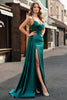 Load image into Gallery viewer, Mermaid Sparkly Champagne Watteau Train Corset Sequins Satin Prom Dress with Slit