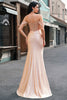 Load image into Gallery viewer, Champagne Mermaid Off the Shoulder Corset Long Prom Dress with Slit