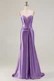 Strapless Mermaid Dark Green Corset Long Prom Dress with Sash