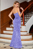 Load image into Gallery viewer, Royal Blue Mermaid Sequins Prom Dress with Slit