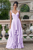 Load image into Gallery viewer, Eucalyptus A Line Spaghetti Straps Long Bridesmaid Dress with Ruffles