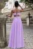 Load image into Gallery viewer, Eucalyptus A Line V Neck Pleated Chiffon Long Bridesmaid Dress with Lace-up Back