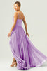 Load image into Gallery viewer, A-Line Spaghetti Straps Pleated Chiffon Eucalyptus Bridesmaid Dress with Slit