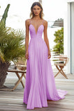 Pink A Line Pleated Long Wedding Guest Dress