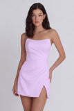 Strapless Bodycon Ruched White Graduation Dress with Slit