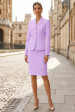 Light Yellow Notched Lapel 2 Piece Single Breasted Work Dress