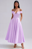 Off the Shoulder Yellow A-Line Ruched Maxi Dress with Pockets