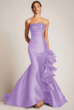 Strapless Black Mermaid Satin Formal Dress