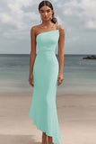 Mermaid White One Shoulder Ruched Long Formal Dress