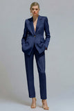 Orange Notched Lapel 2 piece Slim Fit Women's Work Suits