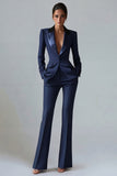 Dark Green Slim Fit 2 Piece Peak Lapel Single Breasted Prom Suits