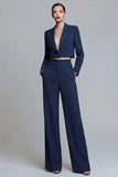 Dark Green Peak Lapel One Button 2-piece Women's Work Suits