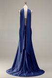 Champagne Strapless Mermaid Beaded Convertible Long Prom Dress