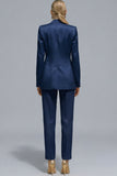 Orange Notched Lapel 2 piece Slim Fit Women's Work Suits