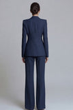 2 Piece Pink Peak Lapel Single Breasted Women's Work Suits