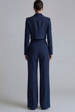 Dark Green Peak Lapel One Button 2-piece Women's Work Suits