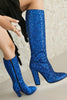 Load image into Gallery viewer, Sparkly Blue High Heel Cowgirl Boots