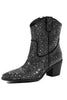 Load image into Gallery viewer, Black Rhinestone Contrast Color Western Ankle Boots