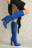 Load image into Gallery viewer, Sparkly Blue High Heel Cowgirl Boots