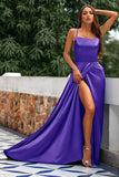 Royal Blue Backless Satin Dress