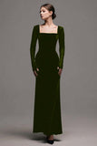 Velvet Black Long Sleeves Sheath Formal Dress