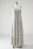 Load image into Gallery viewer, Grey Tiered Chiffon Spaghetti Straps Mother of the Bride Dress with Beading