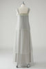 Load image into Gallery viewer, Grey Tiered Chiffon Spaghetti Straps Mother of the Bride Dress with Beading