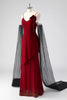 Load image into Gallery viewer, Red Spaghetti Straps Cape Sleeves Sheath Formal Dress