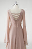 Load image into Gallery viewer, Blush A Line V Neck Chiffon Long Sleeves Mother of the Bride Dress with Beading