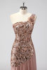 Load image into Gallery viewer, Sparkly One Shoulder Squins Sheath Chiffon Mother of the Bride Dress