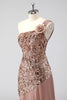 Load image into Gallery viewer, Sparkly One Shoulder Squins Sheath Chiffon Mother of the Bride Dress