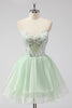 Load image into Gallery viewer, A Line Strapless Corset Light Green Short Homecoming Dress