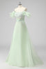 Load image into Gallery viewer, A Line Light Green Off The Shoulder Sequins Wedding Guest Dress