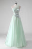 Load image into Gallery viewer, Light Green Sequins A Line Strapless Ruched Wedding Guest Dress