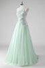 Load image into Gallery viewer, Light Green Sequins A Line Strapless Ruched Wedding Guest Dress