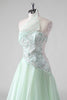 Load image into Gallery viewer, Light Green Sequins A Line Strapless Ruched Wedding Guest Dress