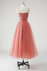 Load image into Gallery viewer, Blush A Line Spaghetti Straps Ruched Sequins Corset Formal Dress