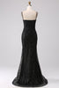 Load image into Gallery viewer, Black Mermaid Cold Shoulder Long Prom Dress with Slit