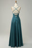 Load image into Gallery viewer, Green A Line Satin Long Simple Prom Dress with Lace-up Back