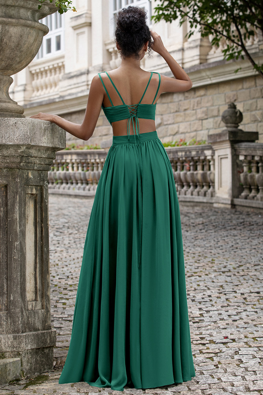 Zapaka Women Eucalyptus Long Bridesmaid Dress with Lace-up Back A Line V Neck Pleated Chiffon Wedding Party Dress ZAPAKA UK Zapaka Women Eucalyptus Long Bridesmaid Dress with Lace-up Back A Line V Neck Pleated Chiffon Wedding Party Dress ZAPAKA UK